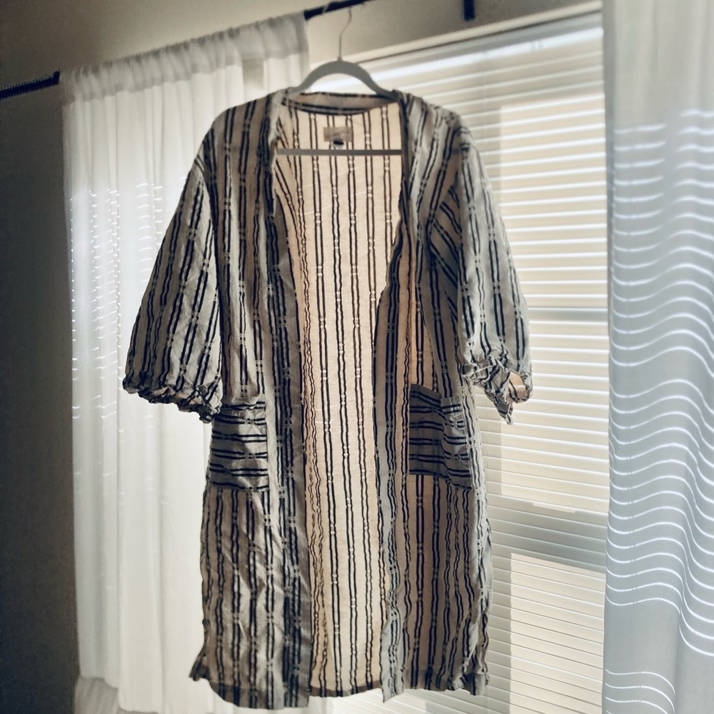 Striped Open-Front Kimono
